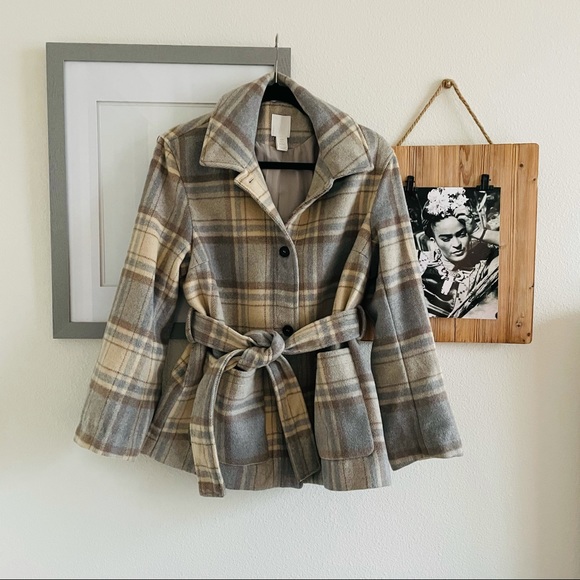 H&M Plaid Tie-Belt Jacket - Picture 3 of 10